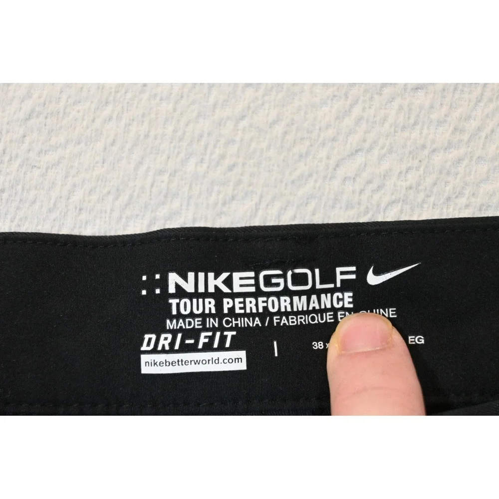 Nike Golf Tour Performance Pants Mens 38x28 Black Dri-FIT Flat Front Excellent